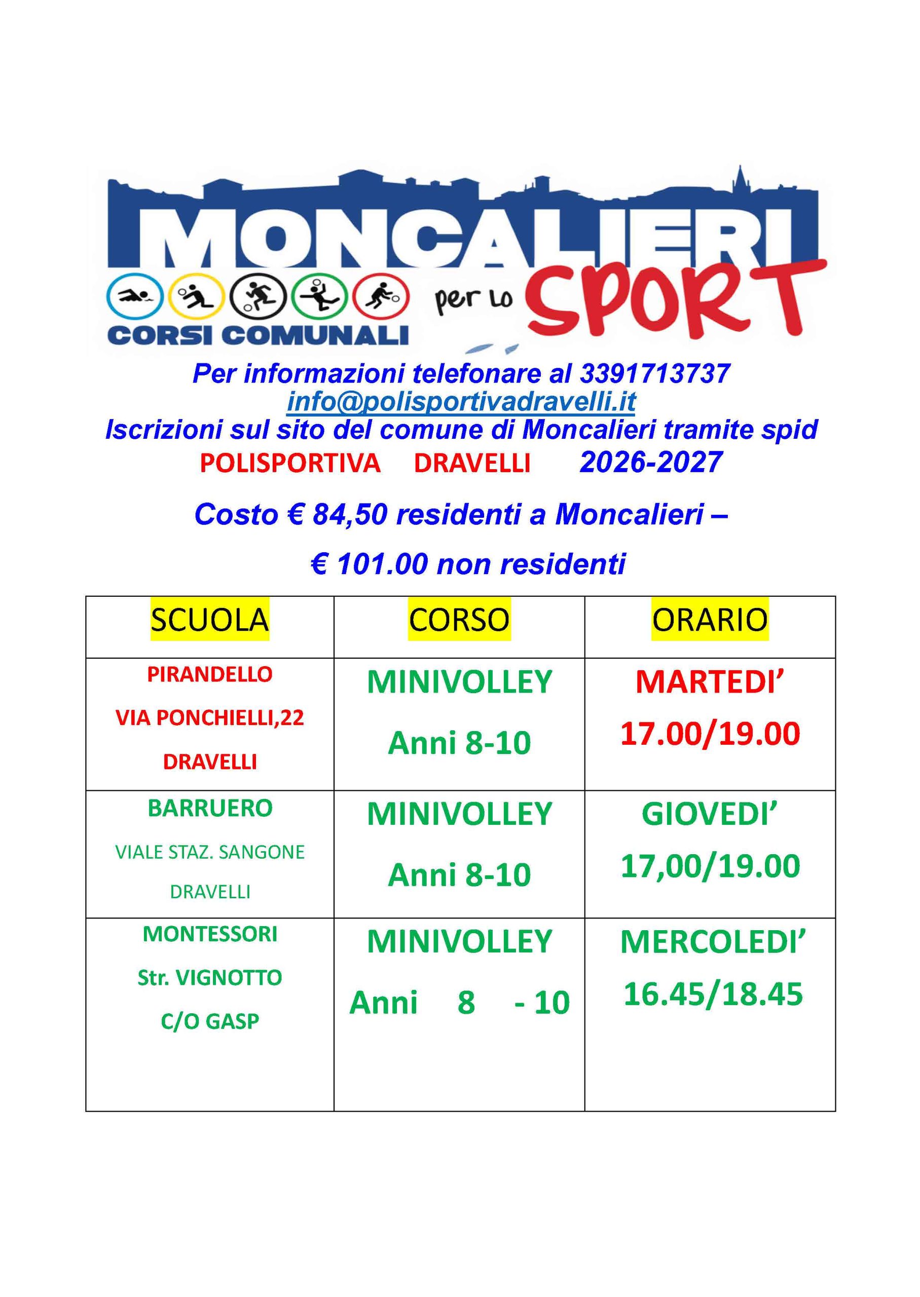 CORSI DI MINIVOLLEY