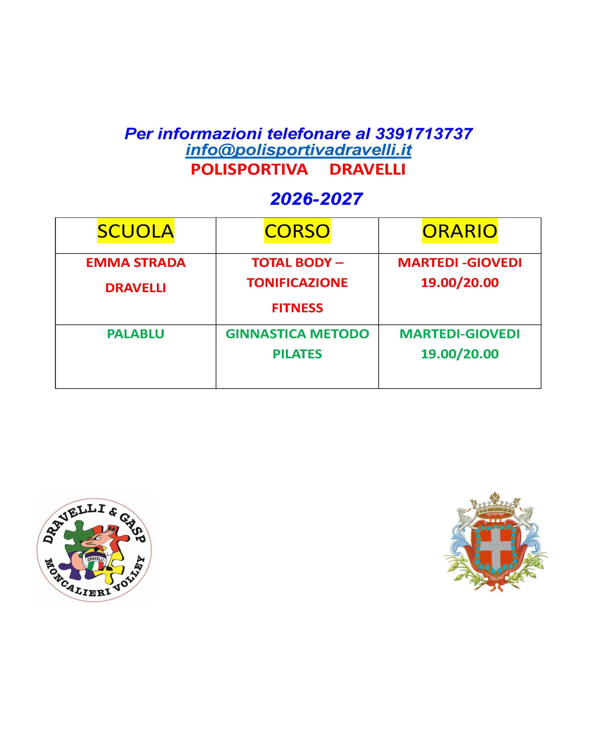 CORSI TOTAL BODY & PILATES